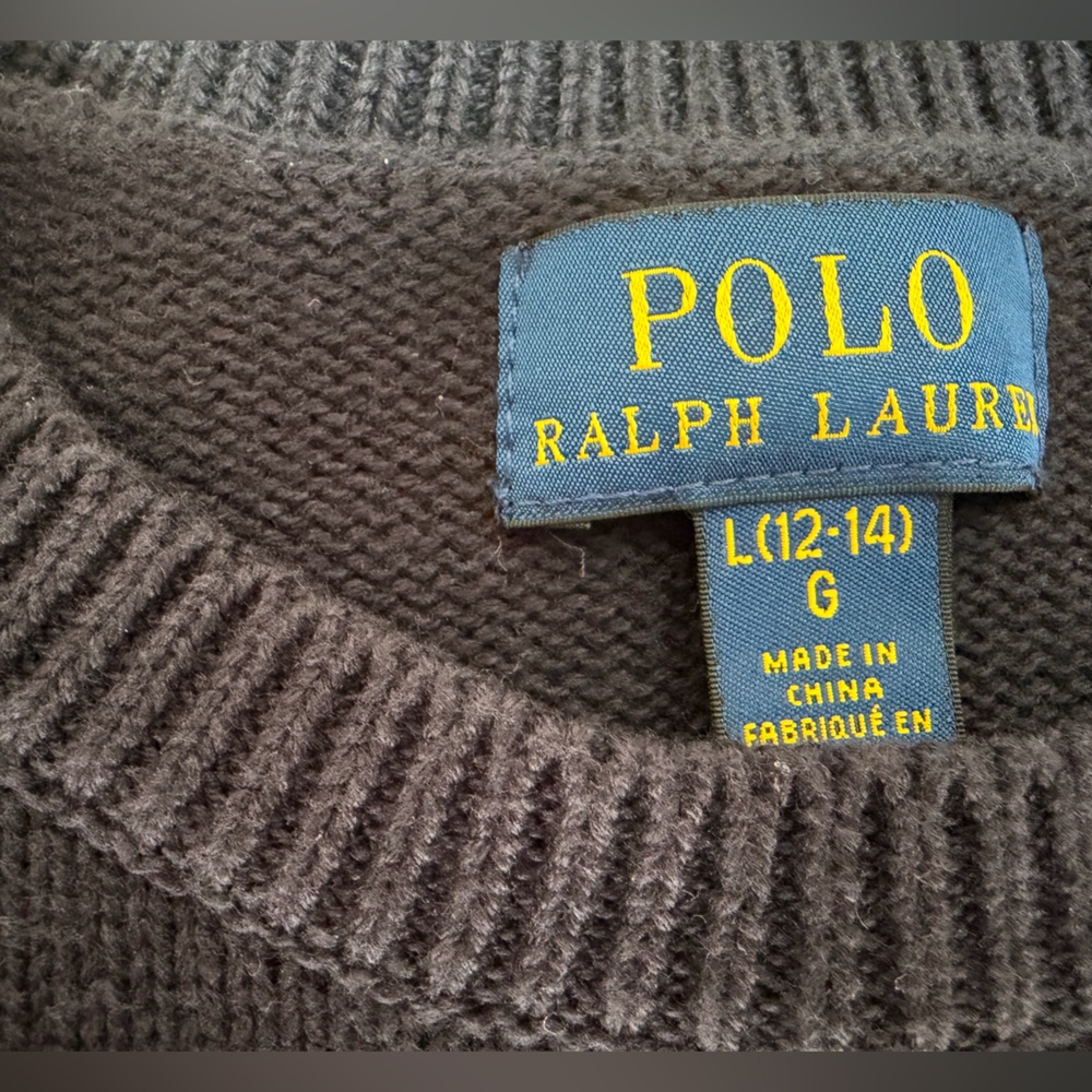 Polo by Ralph Lauren Navy & Cream Logo Cotton Knit Crew Sweater Heritage - Picture 9 of 10